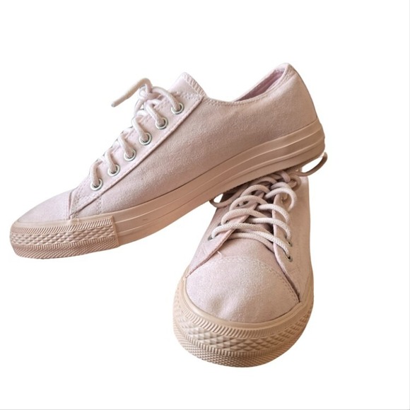 Falls Creek Shoes - Summer Walking Shoe Feminine Size 9 Pink‎ Sneaker Suede Lace Up Blush Coquette